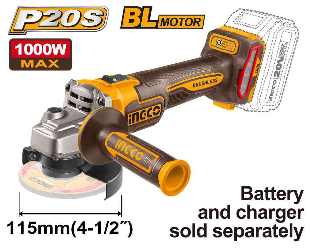 Amoladora a bateria 20V 1000W (no incluye bateria ni cargador)