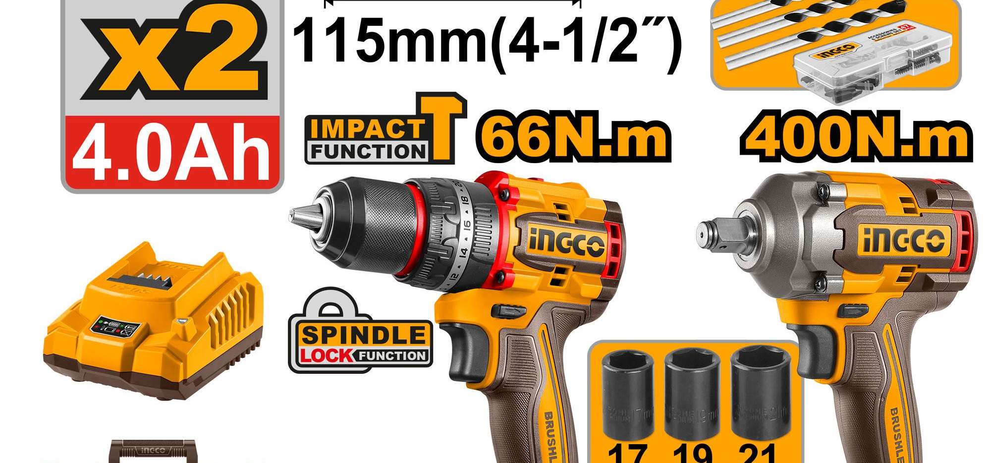 Combo 3 piezas - Llave Impacto / Amoladora / Taladro